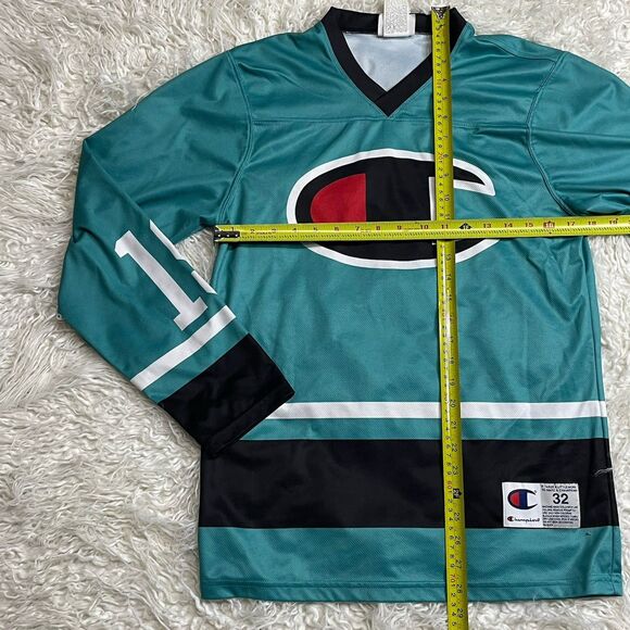 Champion Long Sleeve Hockey Jersey #19 Teal Men’s Sz  XS 32 - Picture 2 of 5
